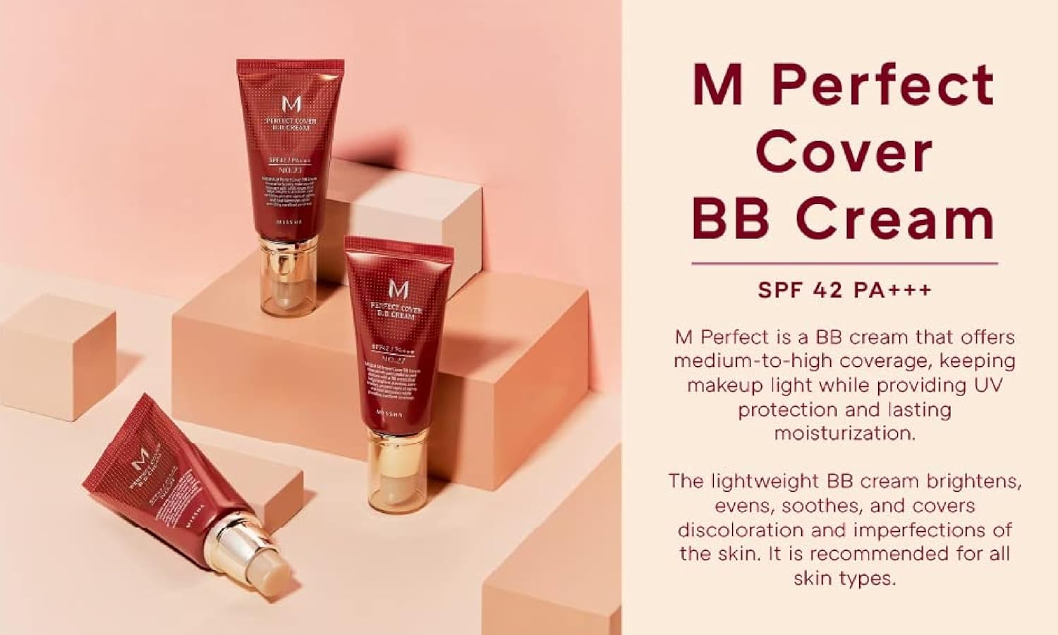 Missha M Perfect Cover Bb Cream Spf42 Pa+++, 21 Light Beige